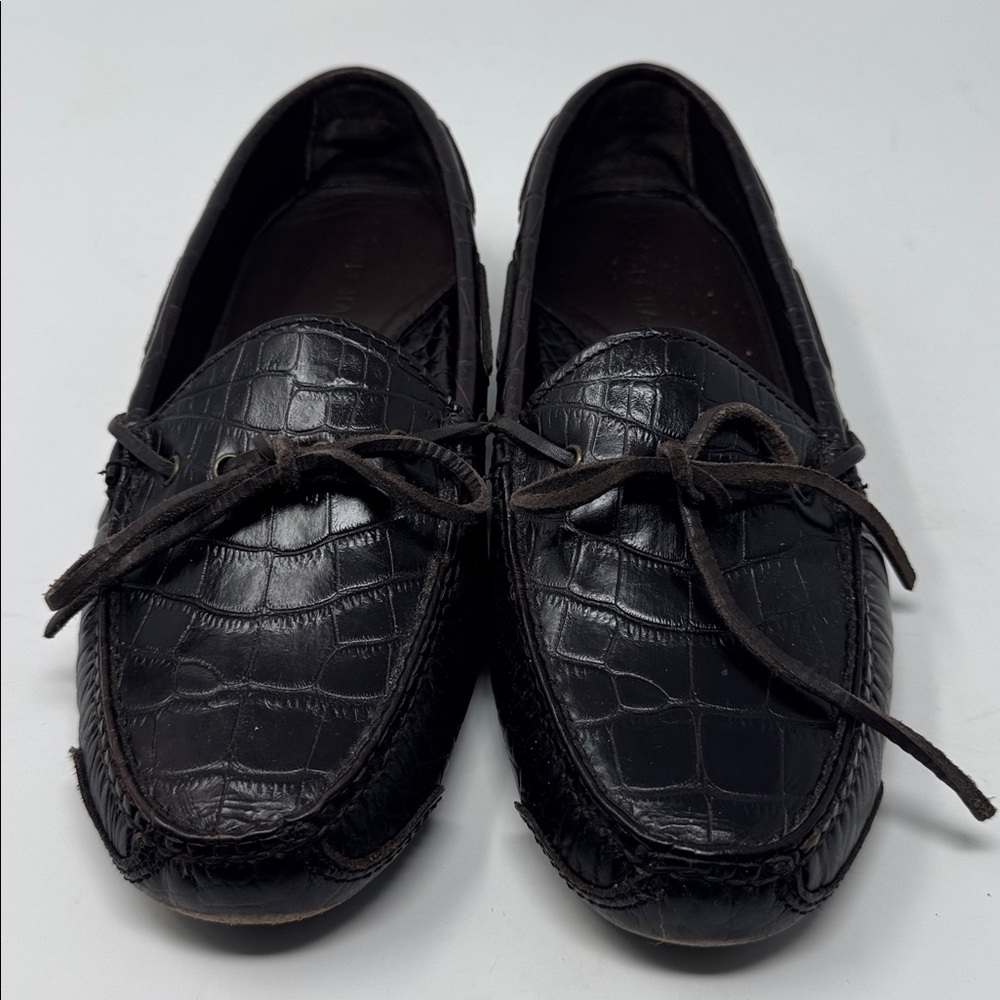 Cole Haan Dark Leather Loafers with Textured Design
